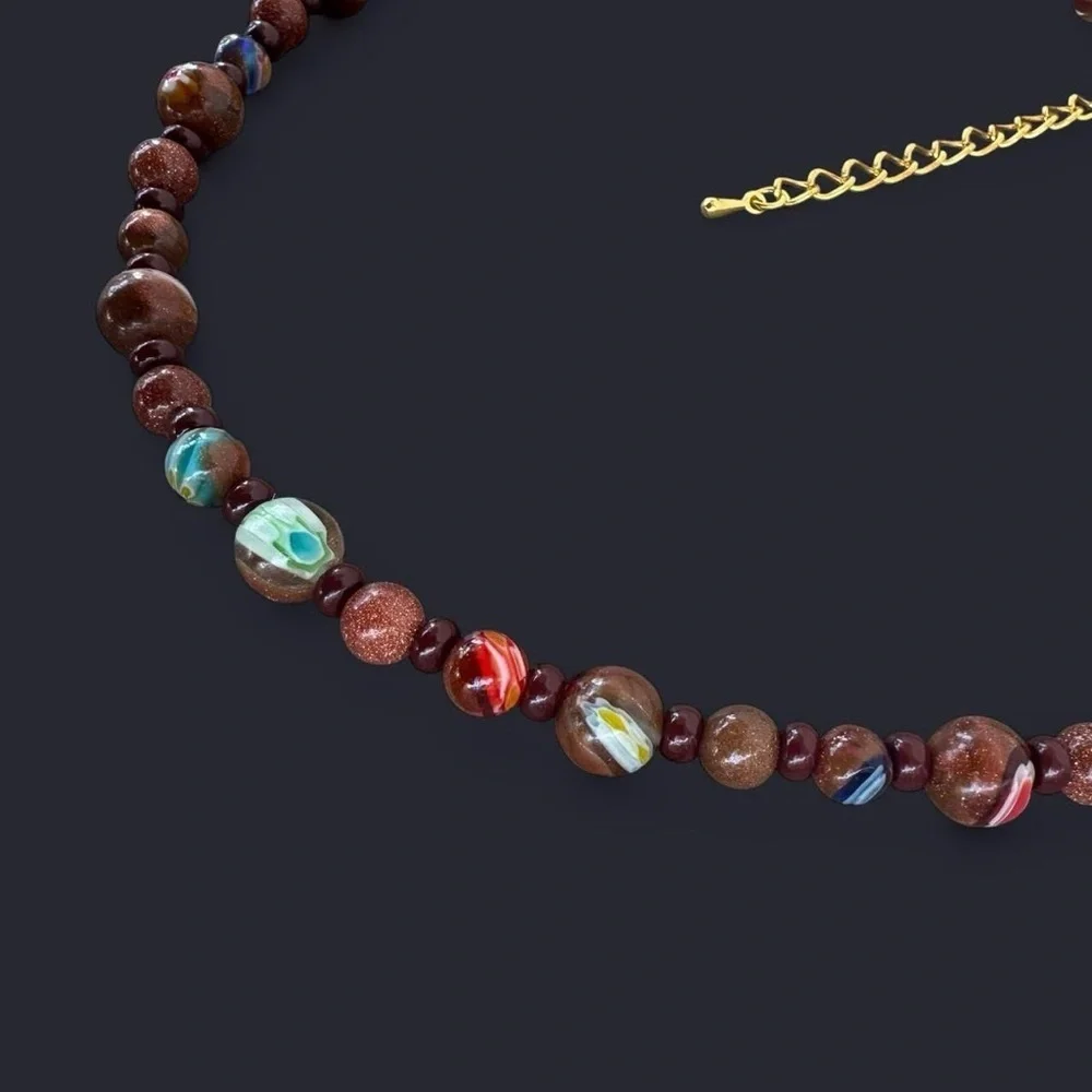 Millefiori Goldstone Bead Necklace
